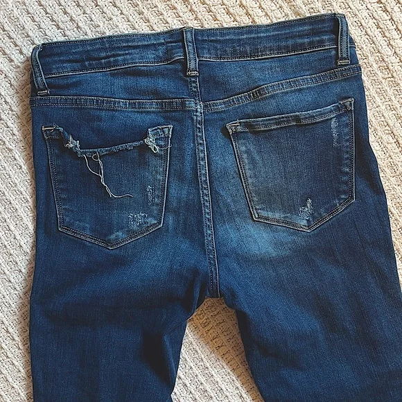 VERVET High Rise Distressed Hem Crop Dark Wash skinny Denim Jeans sz 28 - Picture 7 of 8